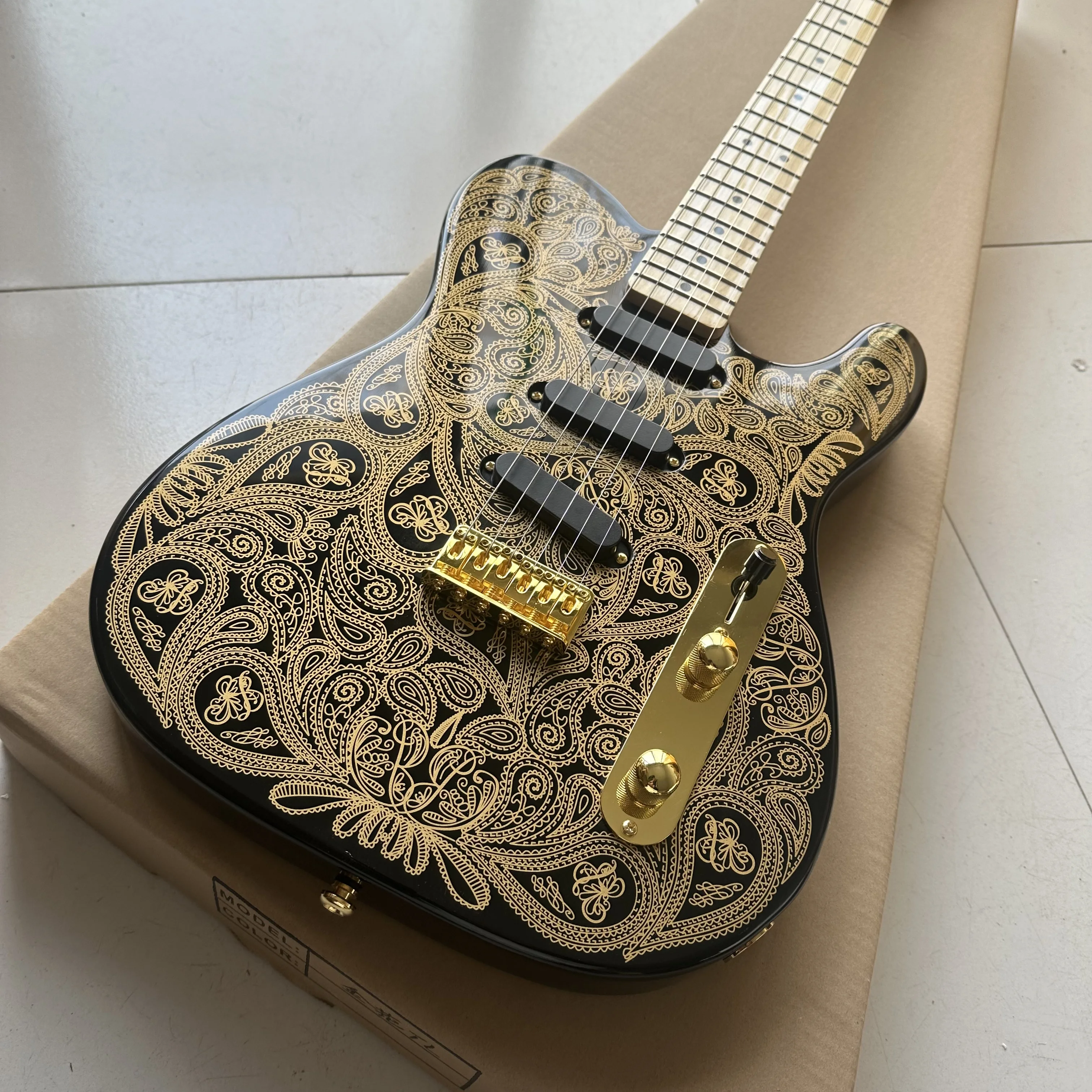 Paisley Black Gold top electric guitar James Burton TL gold hardware