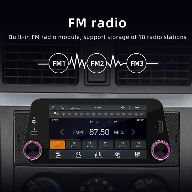 1Din Car Radio Multimedia Player Carplay&Android Auto Display Navigation Mirrorlink 5inch Touch Screen Reversing Input Supported - Image 4