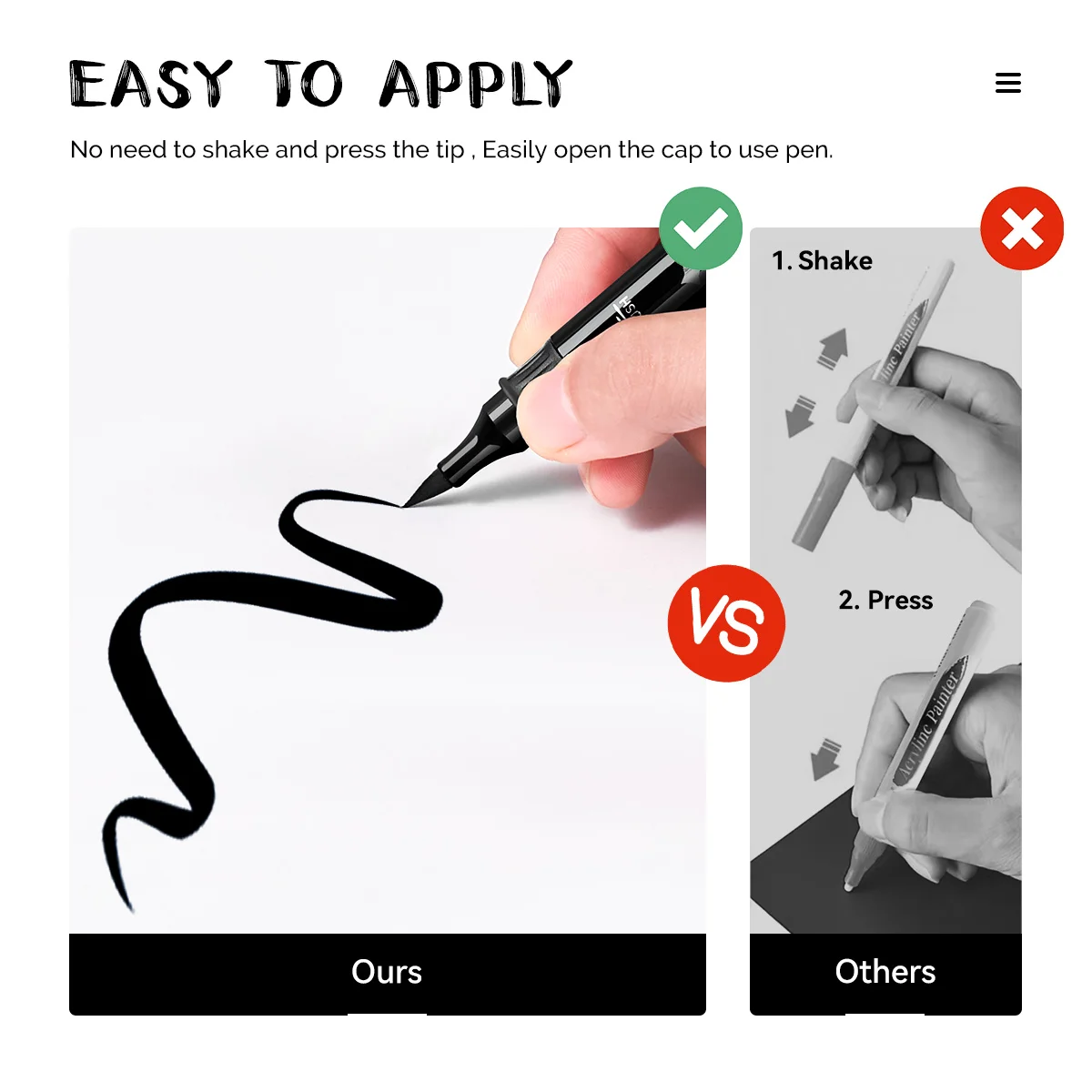 Arrtx 검정색 아크릴 페인트 펜 8팩 브러시 및 락 페인팅 드로잉, 목재, 낙서, 캔버스용 미세 팁 페인트 마커
