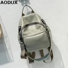 

AODUX 100% Soft Genuine Cow Leather Calfskin Women Backpacks Top Layer Nature Cowhide Dual Function Backpack One-Shoulder Bags
