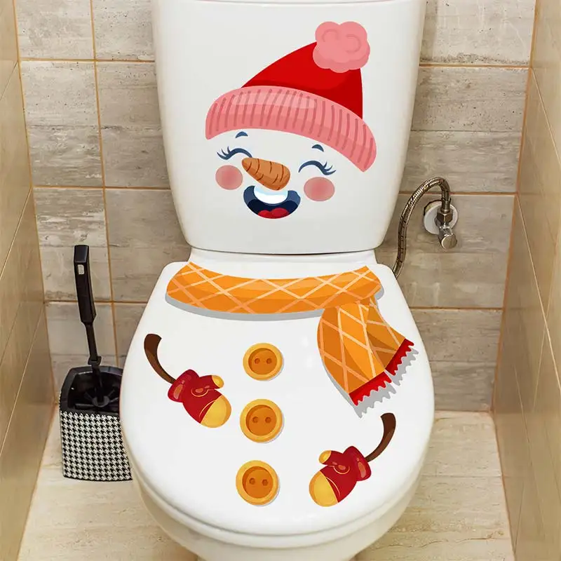 Christmas Snowman Toilet Lid Decal Waterproof WC Removable Self-Adhesive Decor Household Stickers M999,vinyl stickers,toilet stickers,toilet wall stickers,toilet seat stickers