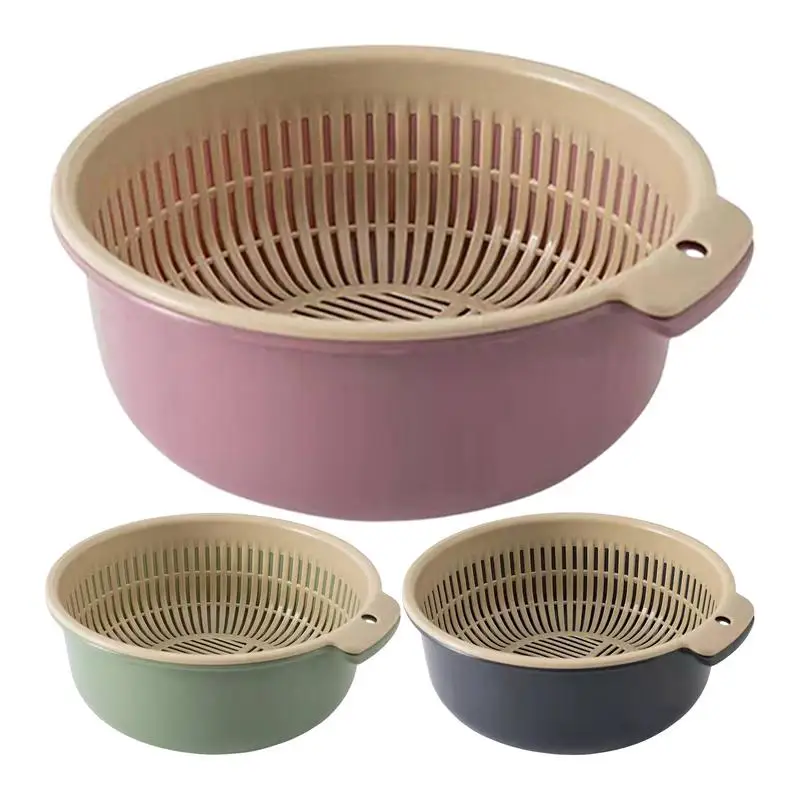 Drain Basket Fruit Bowl Washing Drain Basket With Handle Multifunctional Vegetable Washer  Fruit Drainer Home Kitchen Colander