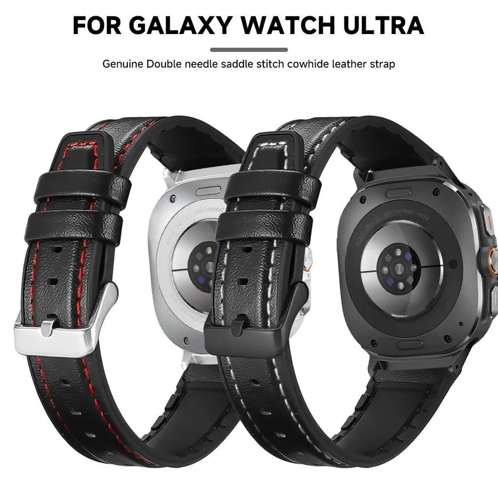 Premium Leather Silicone Hybrid Smartwatch Strap
