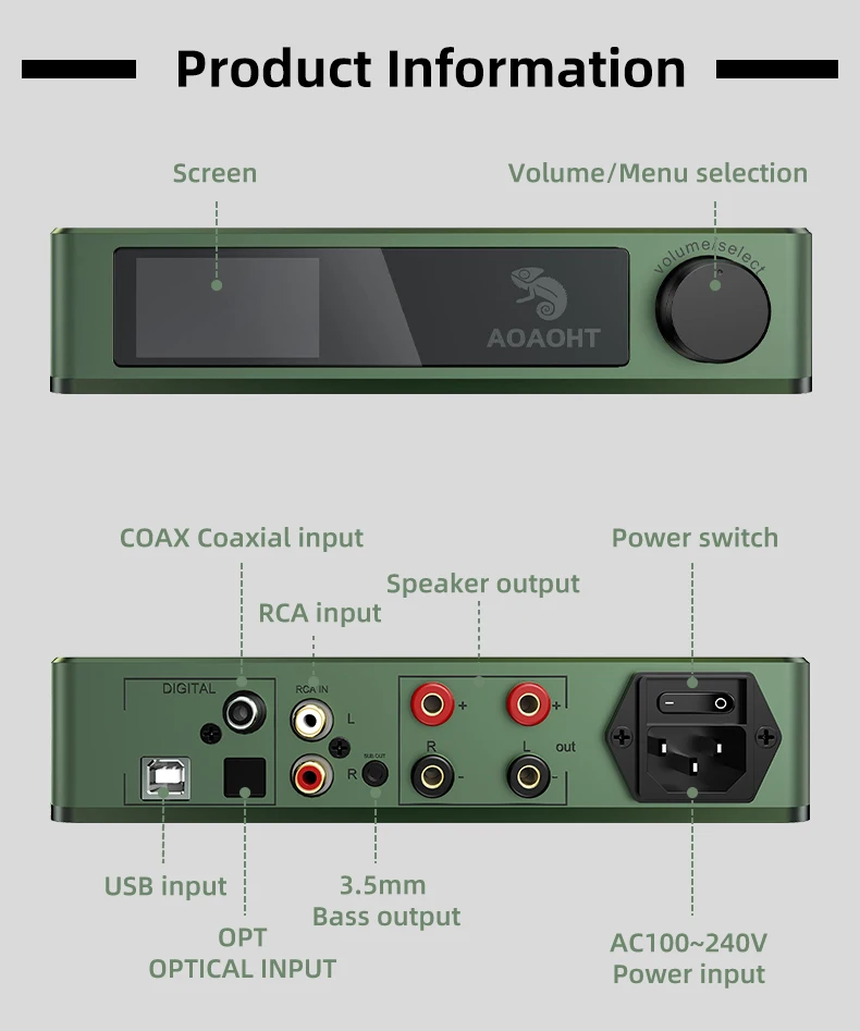 Analog HIFI pure digital power amplifier AOAOHT DA1，It can
