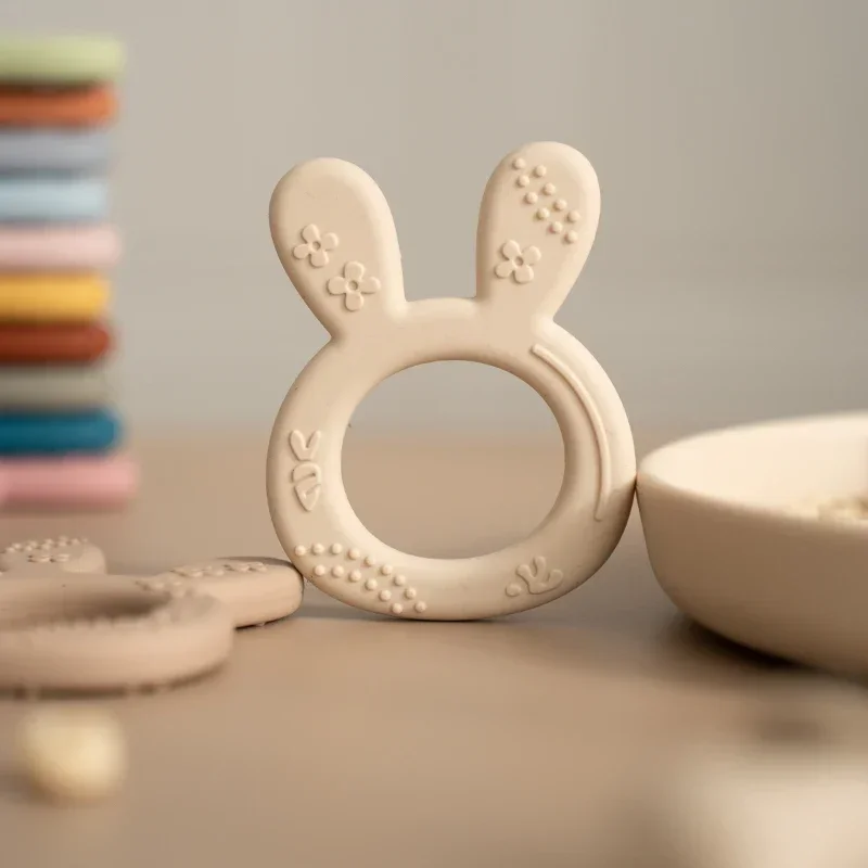 Silicone Teething Toys for Babies Cartoon Rabbit Shape BPA Free Infant Chewing Molar Toy