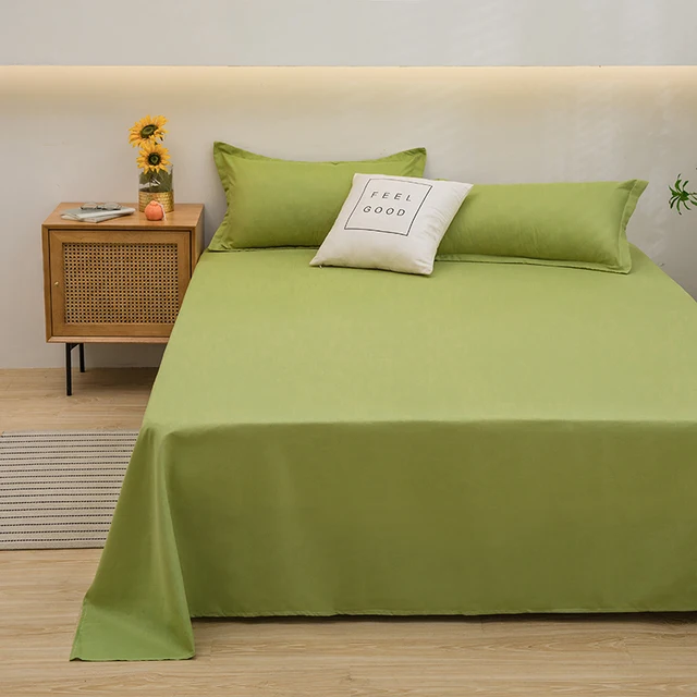 One solid color simple sheet Machine washable single double bed linen Student dormitory sheet (pillowcase not included) 3