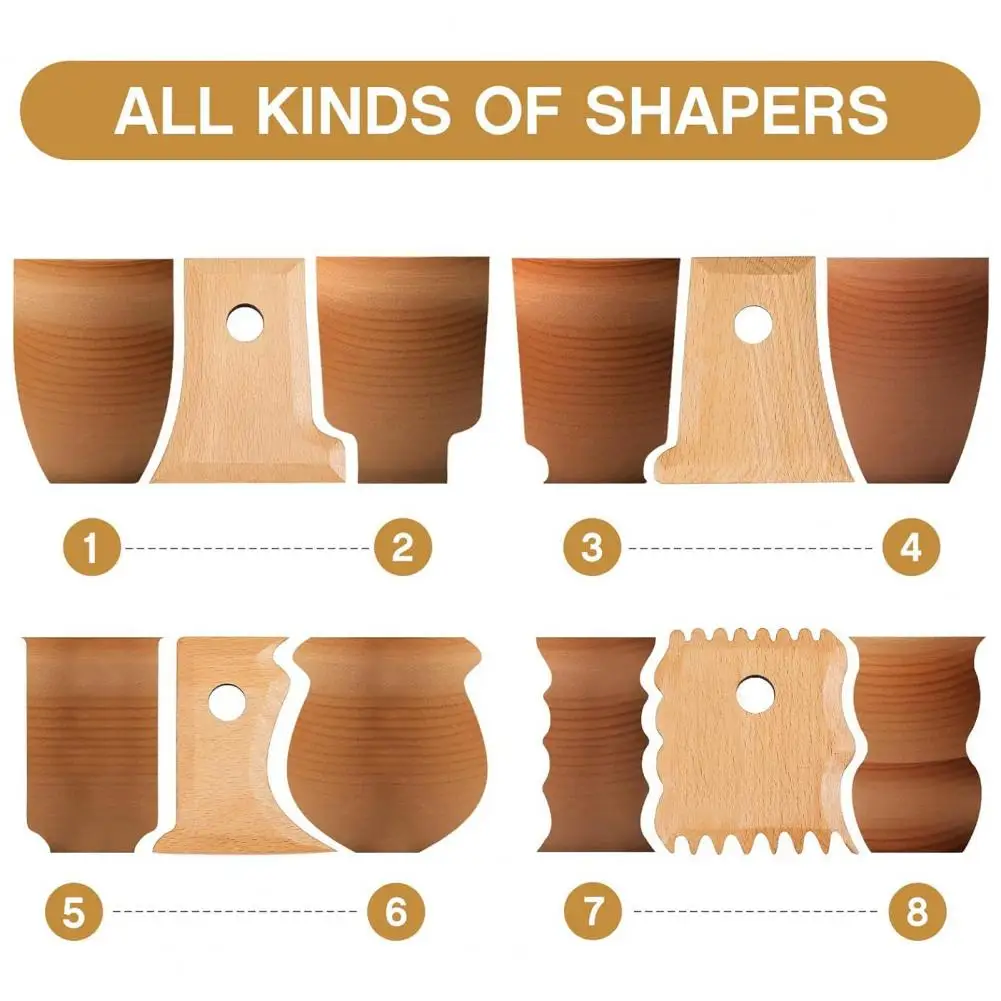 7PCS Wooden Pottery Tool Set 1