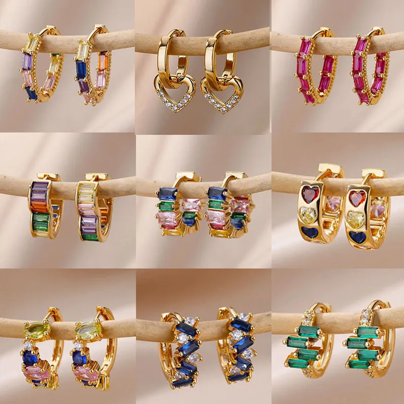 Farbige Regenbogen Zirkon Ohrringe Für Frauen Mini Edelstahl Geometrische Kreis Ohrring Luxus Hochzeit Schmuck Geschenk Bff