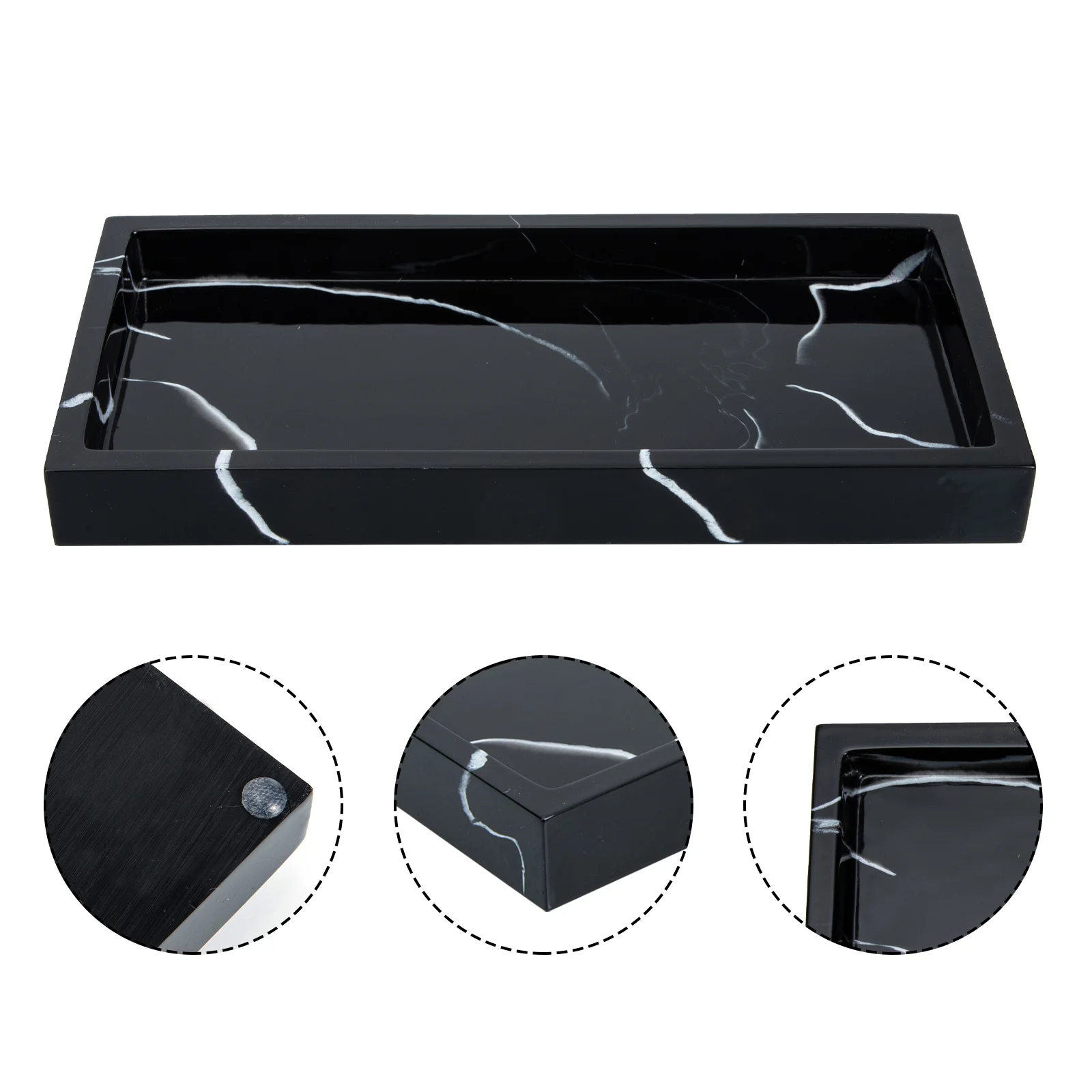 

Sundries Organizing Tray Bathroom Plate Container Home Decor Tabletop Storage Jewelry Holder Marble Grain Multi-function