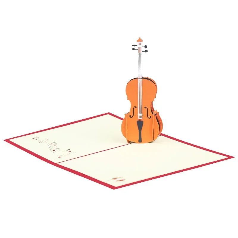 1 pcs 3D Creative Birthday Card Violin Instrument Store Paper Carving Graduation Season Gift greeting cards