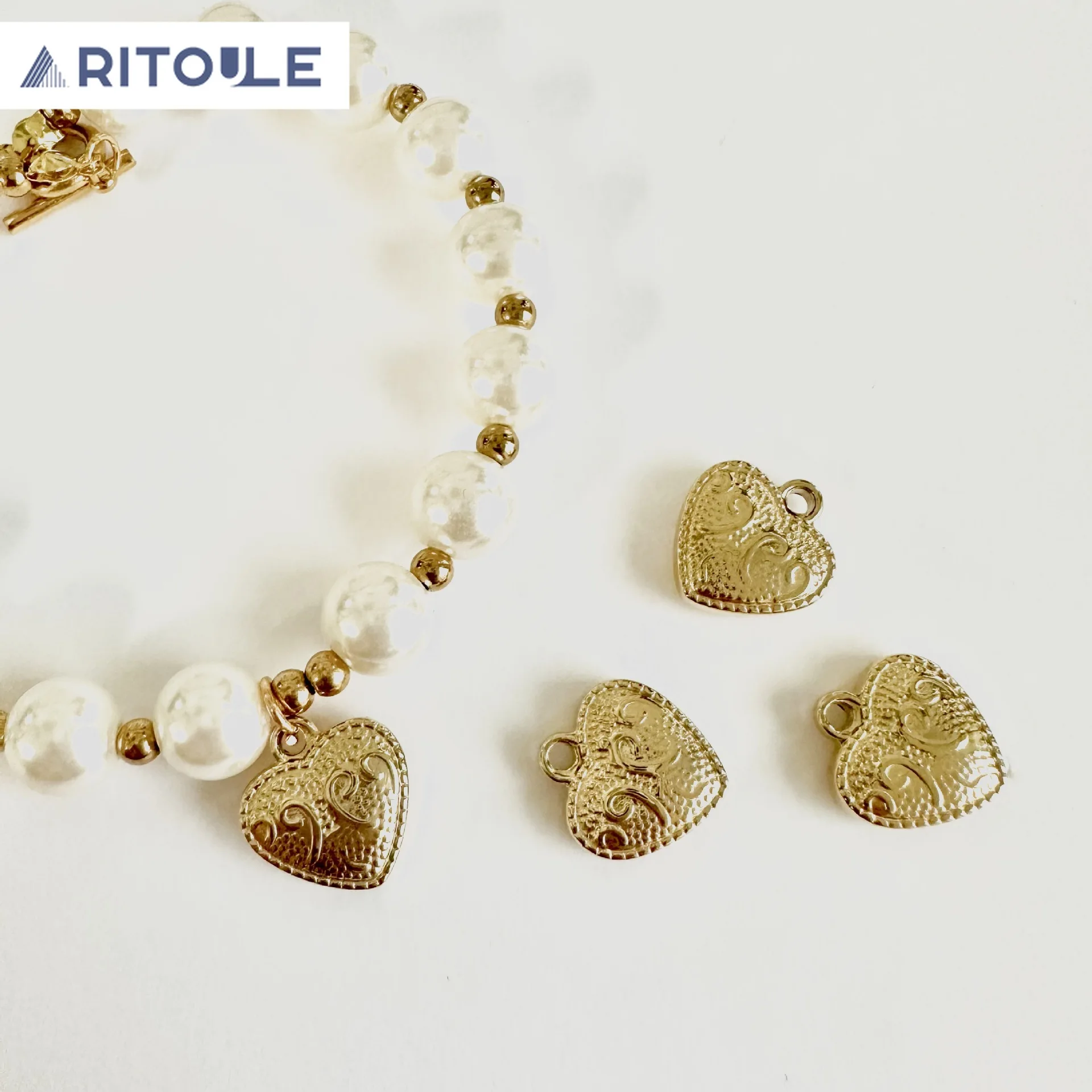 

Stainless steel titanium golden retro style love bracelet necklace pendant DIY accessories wholesale beads for jewelry making