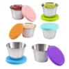 6Pcs 70ml Salad Dressing Container Stainless Steel Portable Silicone Lids Leakproof Dipping Sauce Condiment Box 1