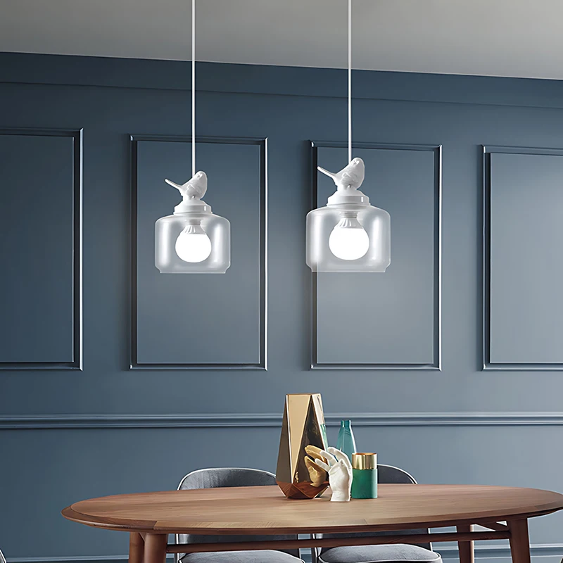 Nordic Countryside Restaurant Bird Glass Chandelier Suitable For Bar Counter Balcony Foyer Staircase Bedroom Bedside Home Decor - Image 3