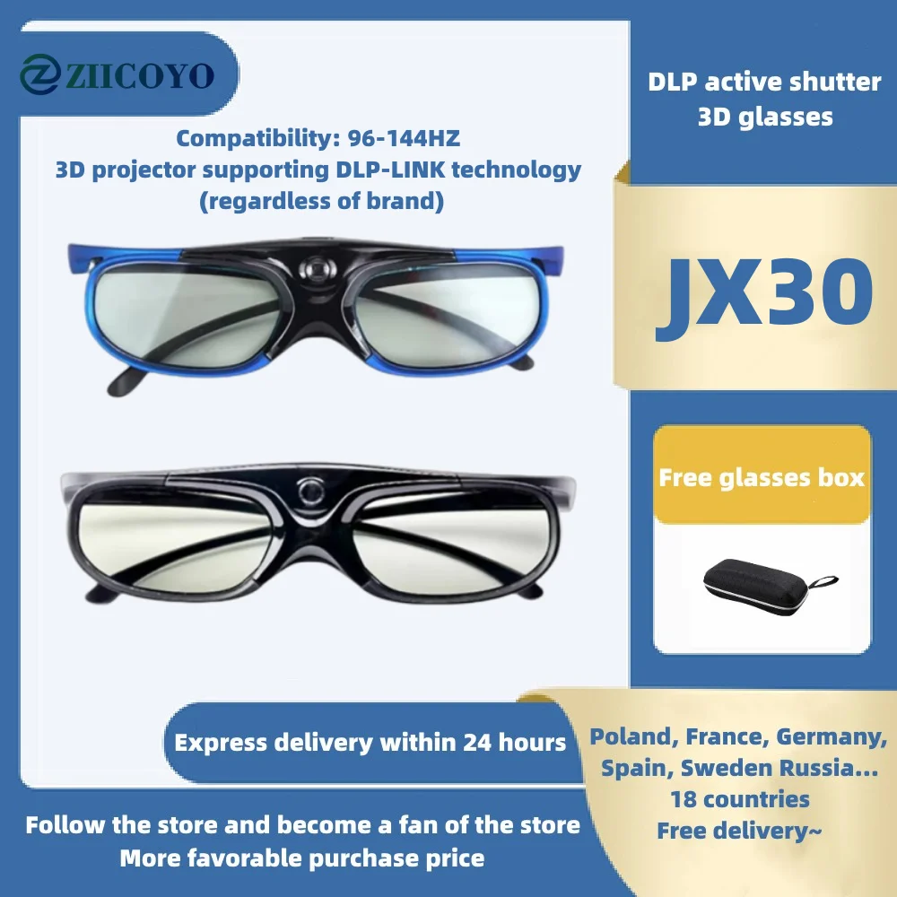 DLP Link 3D Glasses Active Shutter Eyewear Rechargeable Glasses