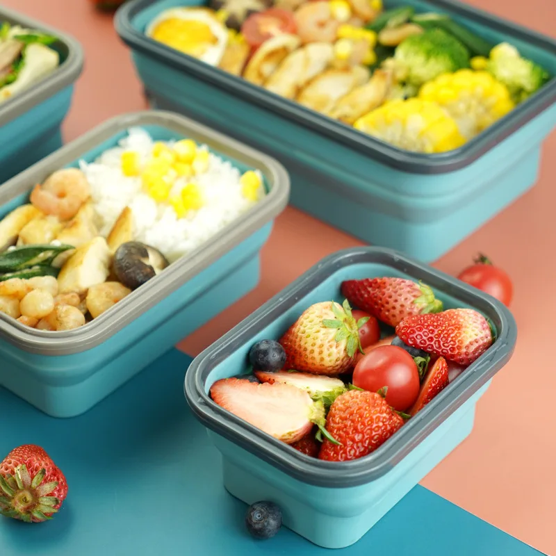 Zusammenklappbare Aufbewahrungsbox Silikon-Lunchbox Konservierung Lagerung  Bento-Box Mikrowellen-Lunchbox Meal Prep Lebensmittel-Aufbewahrungsbehälter