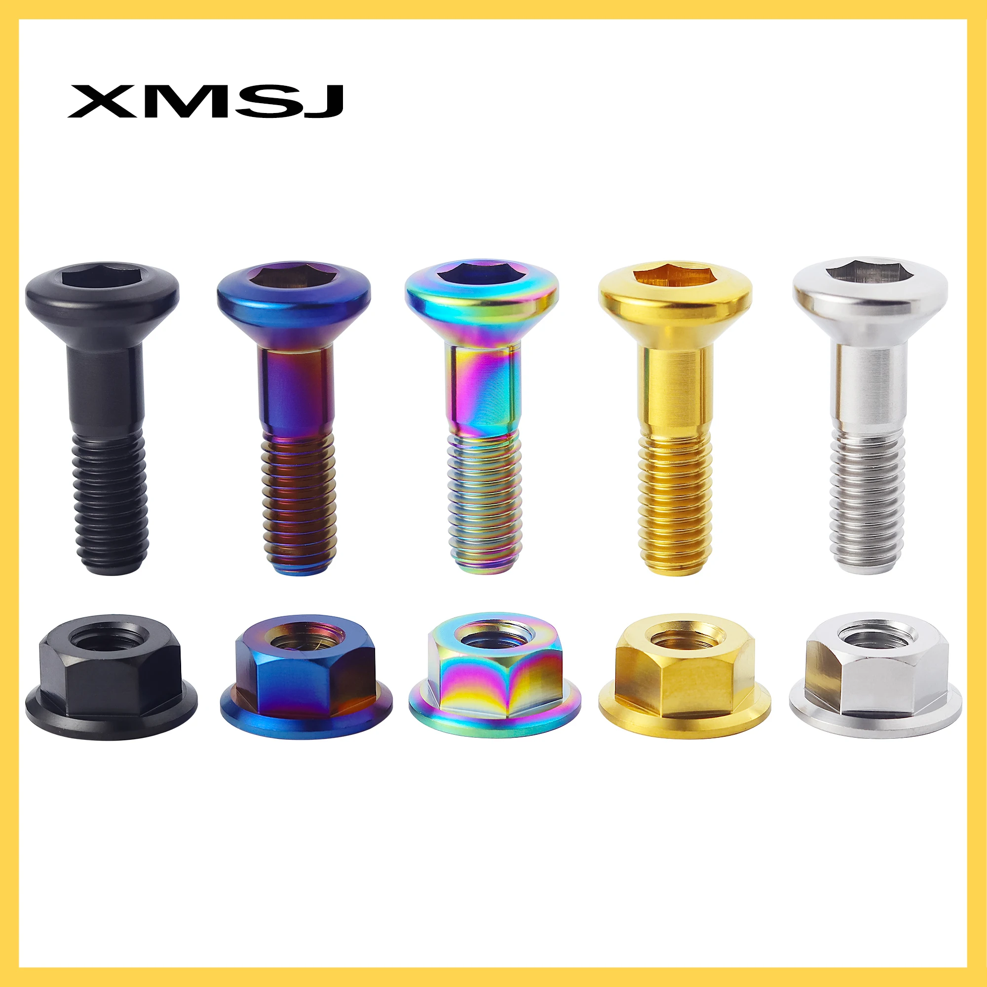 XMSJ Motorcycle Universal M8 Sprocket Bolts Rear Chain Disc Bolts Chainwheel Chain Disk Plate Titanium Screws Nuts
