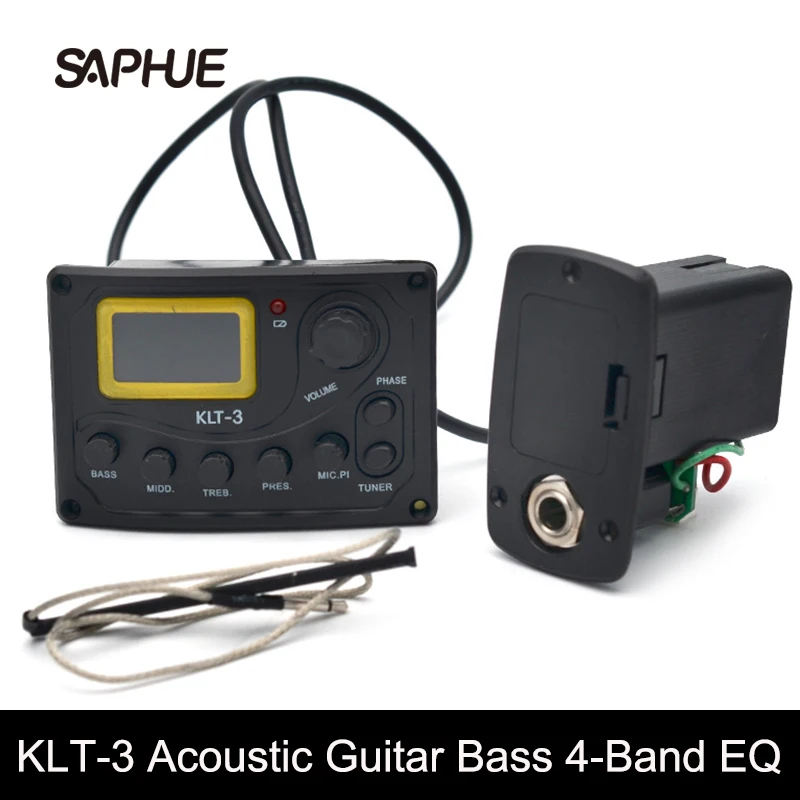

KLT-3 Acoustic Guitar Bass EQ Preamp with Micphone and Tuner 4 Band EQ Equalizer with Tuner Guitar Pickup