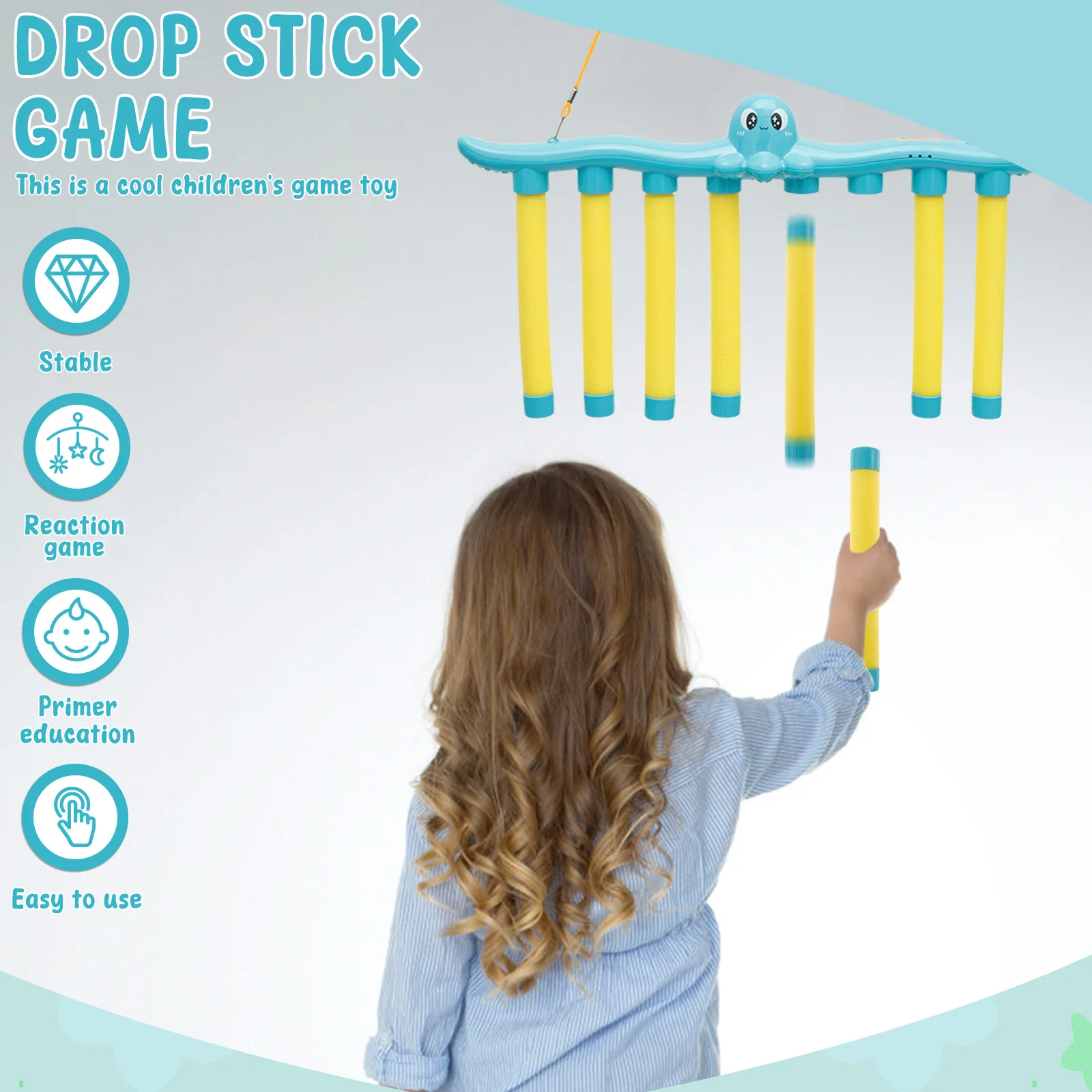 Reflex Drop Sticks Challenge Game Hand Eye Coordination Training Toy Christmas Gifts Adjustable Speed Catching Sticks Game