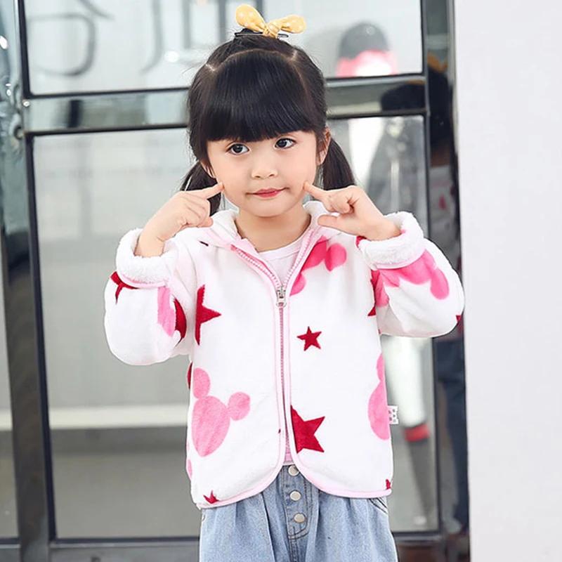 Children Flannel Jacket Autumn and Winter Baby Girl Clothes Hooded