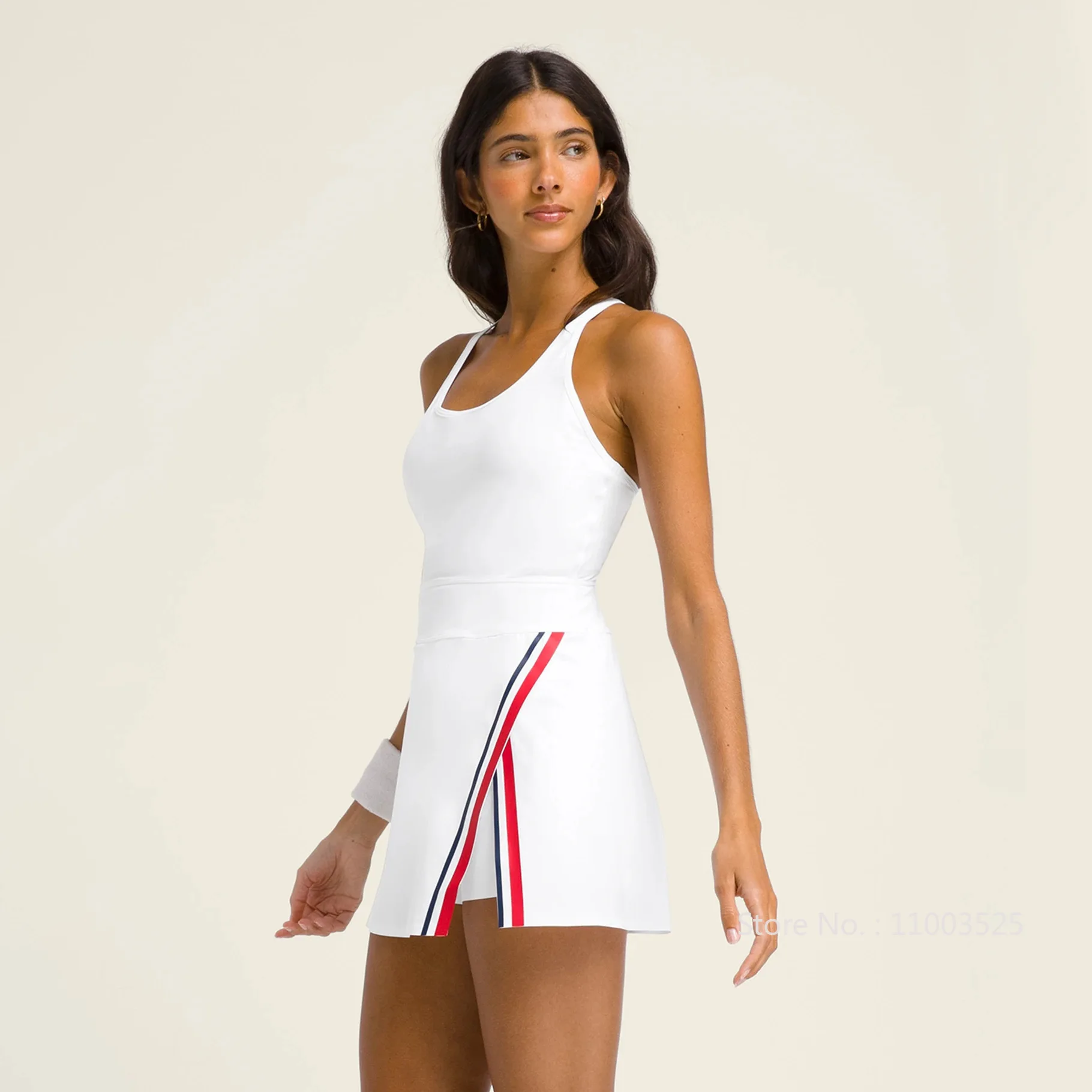 Women Golf Tennis Dress with Shorts Inside Backless Badminton Dress Lady Sleeveless Slim Sports Skirts Split Gym Skorts
