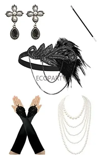Collar Perlas Guantes Diadema Conjunto De Accesorios Del Gran Gatsby De Los Años 20 Para Disfraz De Mujer Accesorios Vintage Fiesta Temática