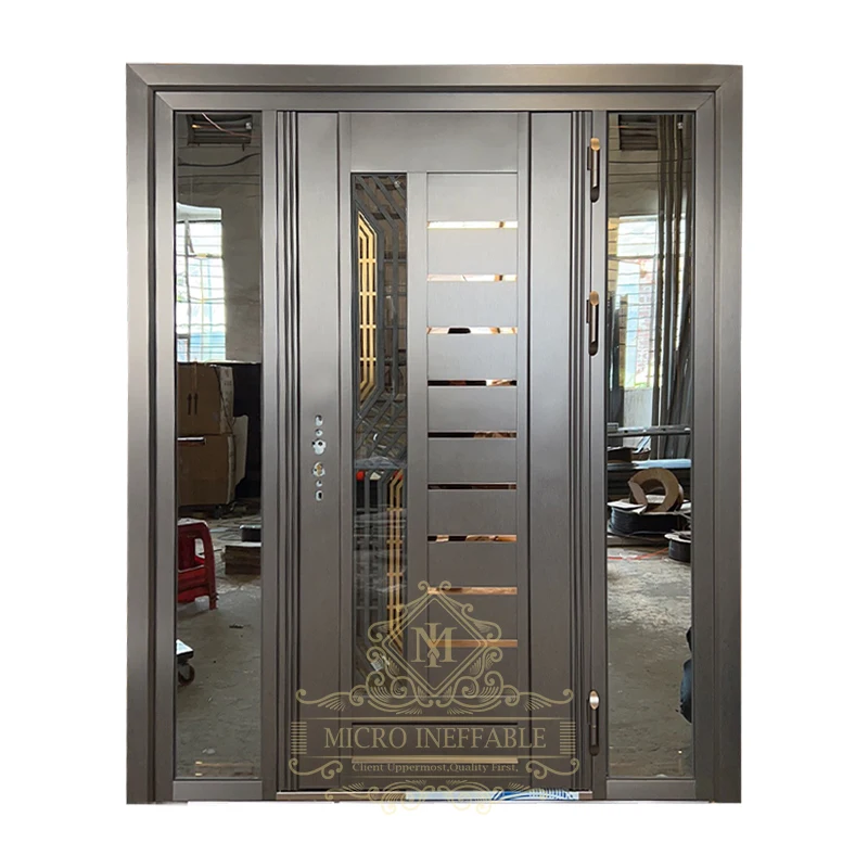 

Hot Sale High Security Level Italian Stainless Steel Door Design Cylinder Security Cast Aluminum Entrance Door factory price