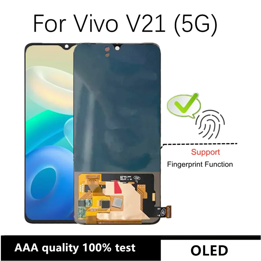 

6.44'' OLED For Vivo V21 V2066 V2108 LCD Display Touch Screen Digitizer Assembly Replace For vivo V21 V2050 5G LCD