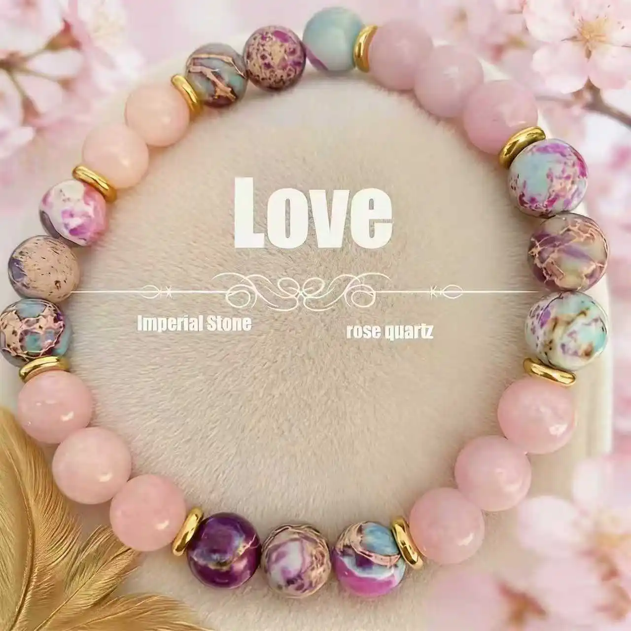 Women Colorful Imperial Jasper Rose Quartz Beaded Bracelet Fashion Jewelry Love Friendship Charm