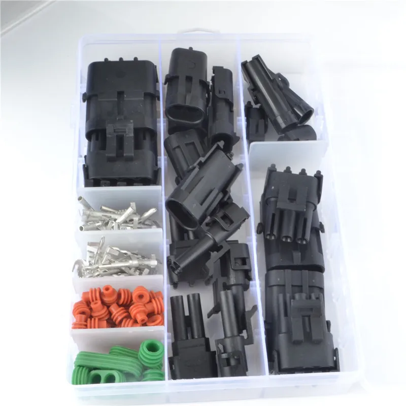 

136pcs/box 2.5 Serie 1/4p automobile connector male female cable connector terminal car wire Plugs Waterproof car wire connector