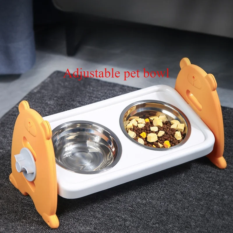 Stainless Steel Elevated Dog Bowls with Bamboo Stand