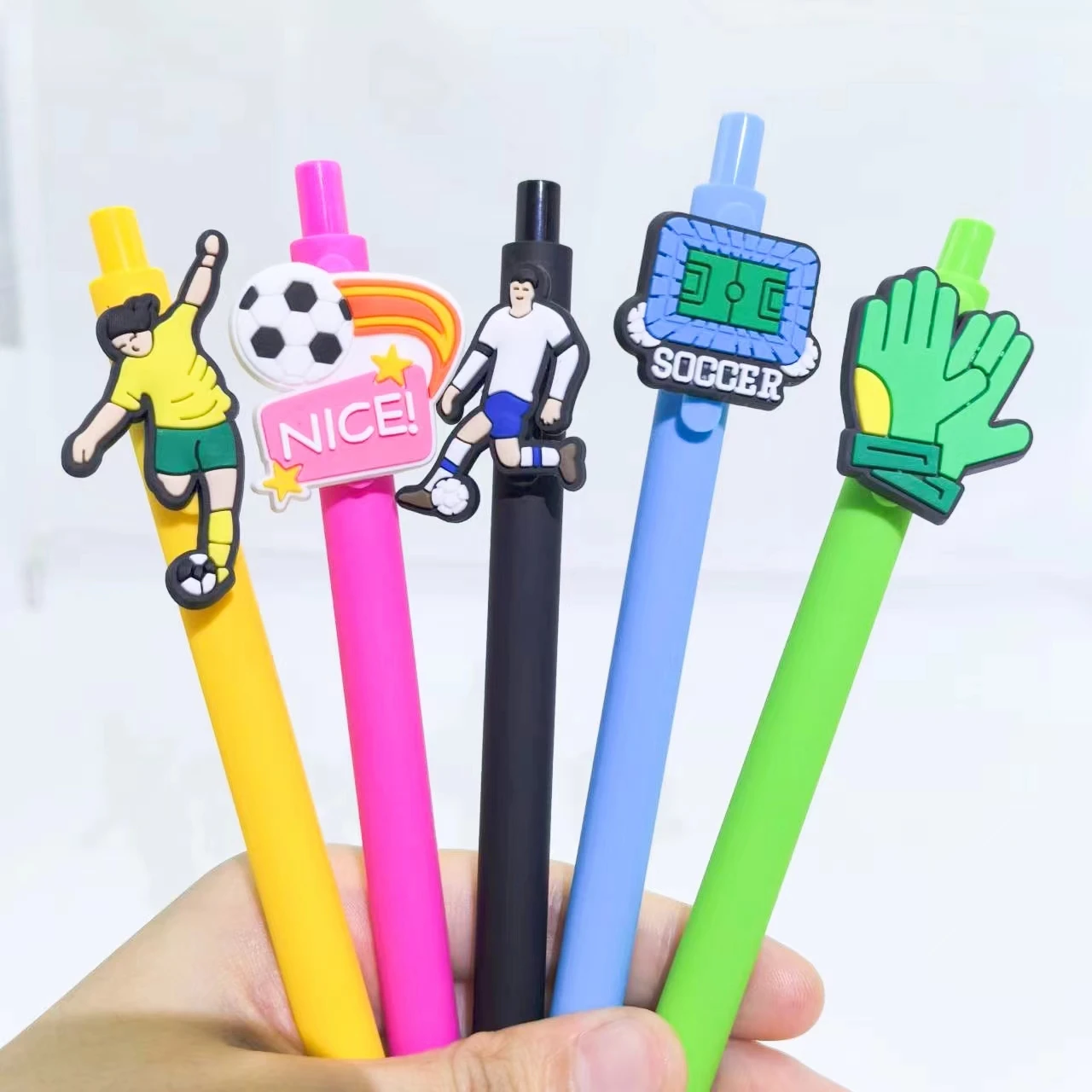 10PCS football soft patch neutral pen, sports series patch pen, creative stationery gift ballpoint pen, random style 5