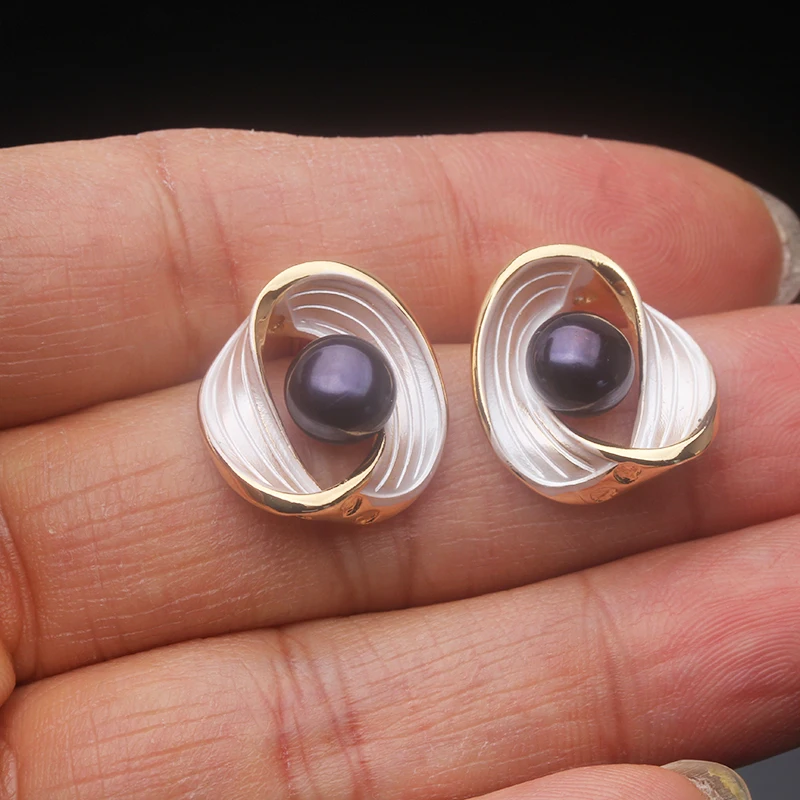 Real Freshwater Pearl Dangle Earrings Woman,Vintage 925 Silver Natural Pearl Stud Earring Mother Wife Birthday Gift White Pink
