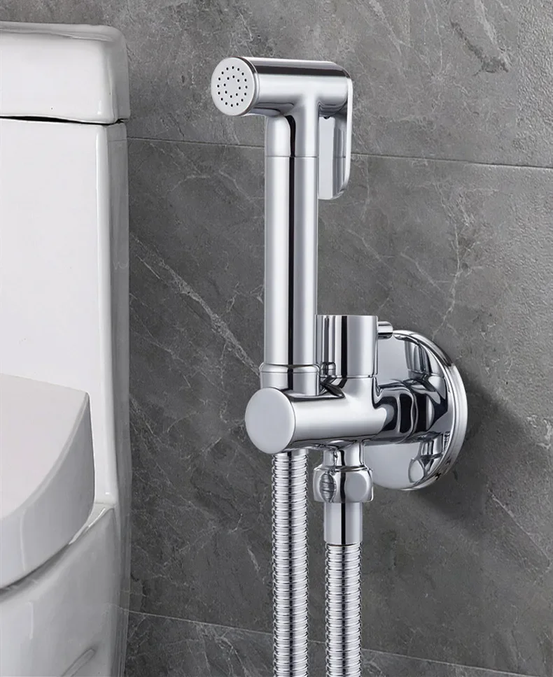 Description Picture 4 of itemWall Mounted Toilet Bidet Sprayer Set Brass Single Cold Shattaf Bathroom Sprayer Shower Bidet High Pressure Gun Chrome Gold