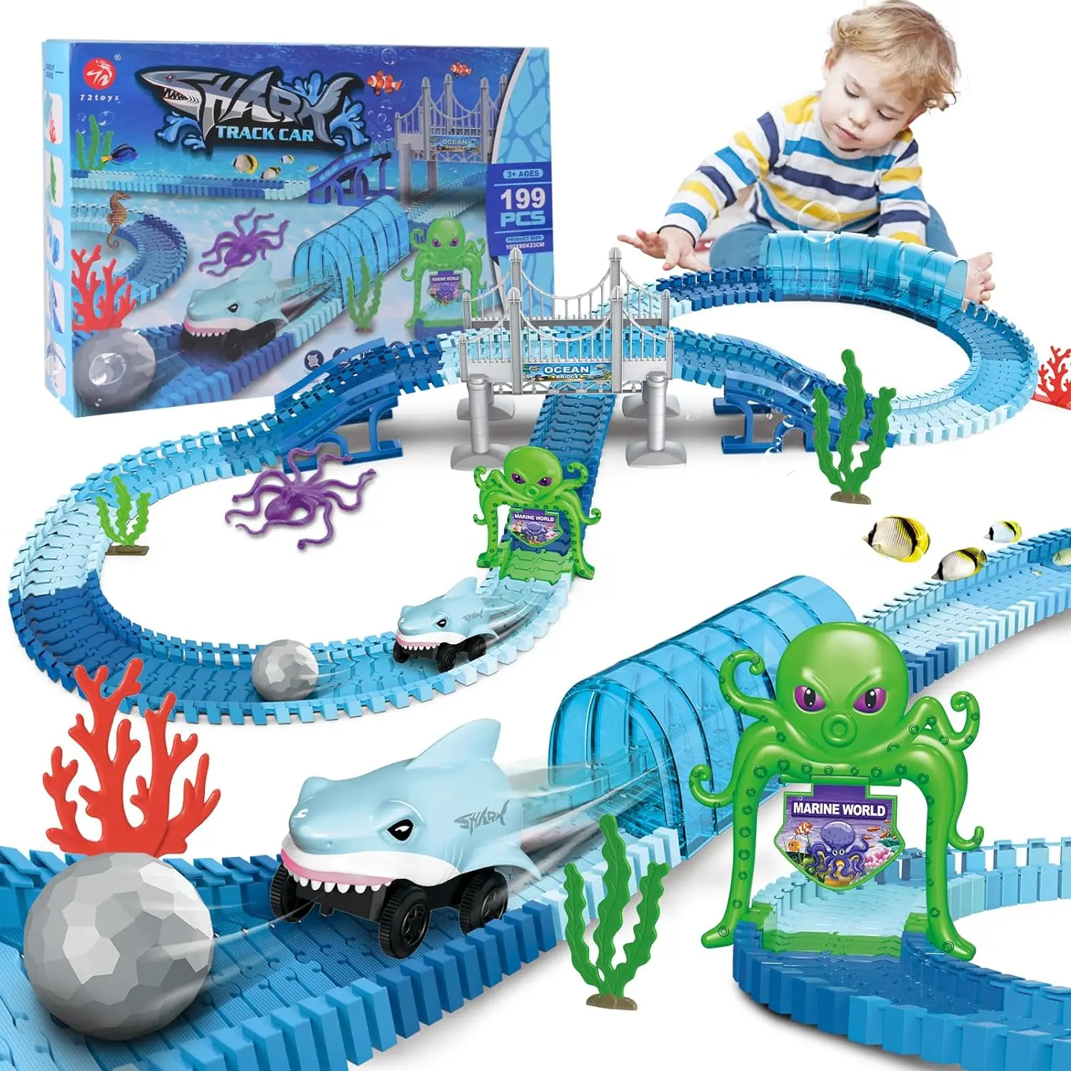Board Game Toy Children's Electric Shark Rail Car Puzzle