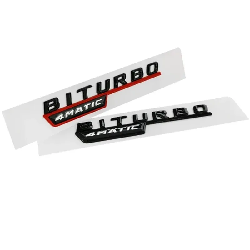 2개 3D ABS 자동차 레터링 펜더 트림 배지 BITURBO 4MATIC Plus 엠블럼 스티커 (C43 E43 GLE43 GLC43 W205 W213 악세사리용)
