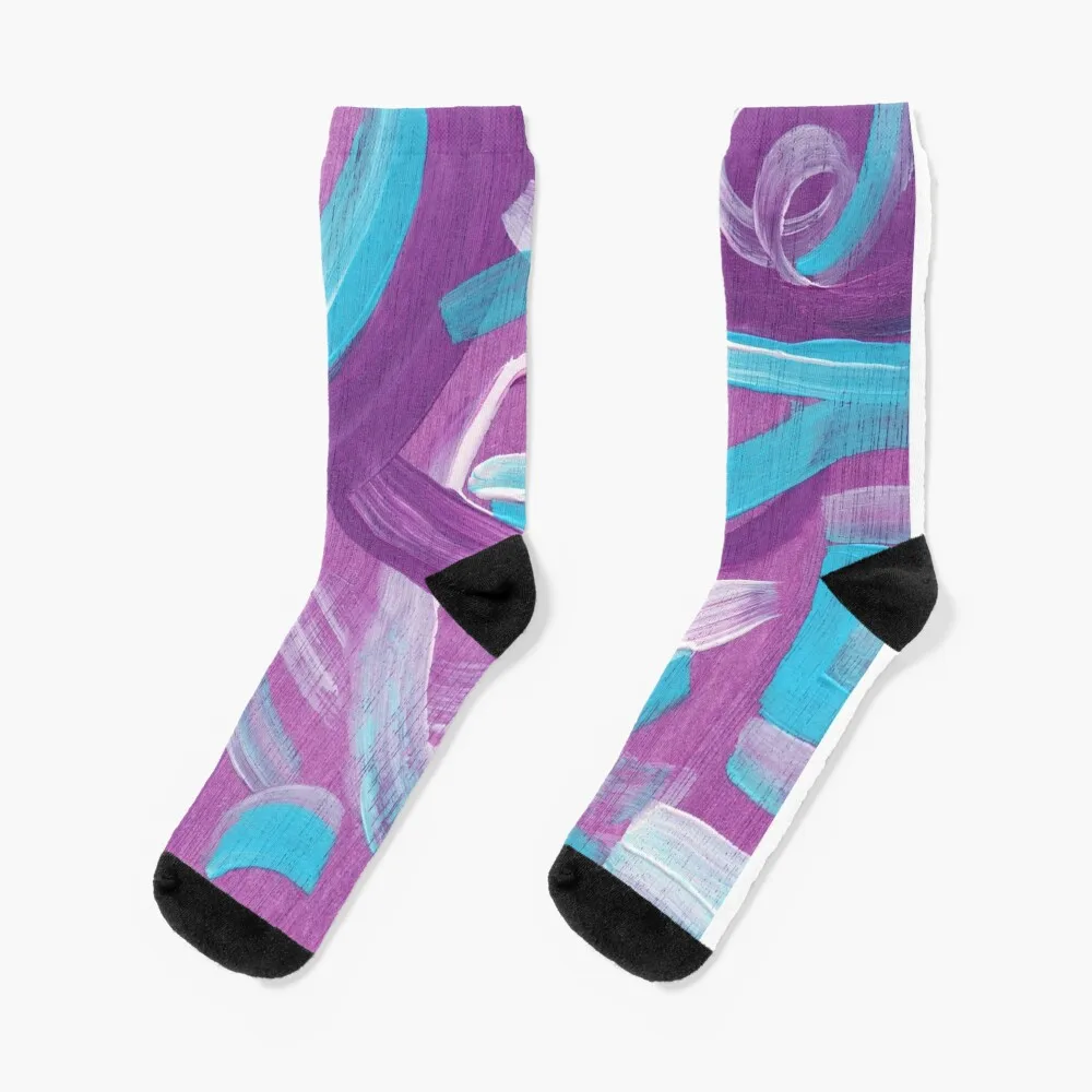 

Ultra Violet + Teal Abstract Painting Socks christmas gifts sport floral Thermal man winter Girl'S Socks Men's
