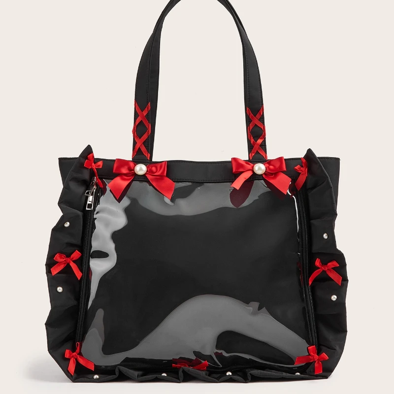 Borsa a Tracolla Grande a Forma di Fiocco per Donna, Borsa Shopping, Borsa per la Scuola per Ragazza, Borsa Designer, Borsa a Spalla, Borsa da Donna, Sacca - immagine 6