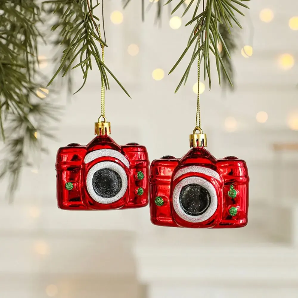 Set of 2 Red & White Santa Claus Christmas Tree Ornaments - Festive Hanging Decorations
