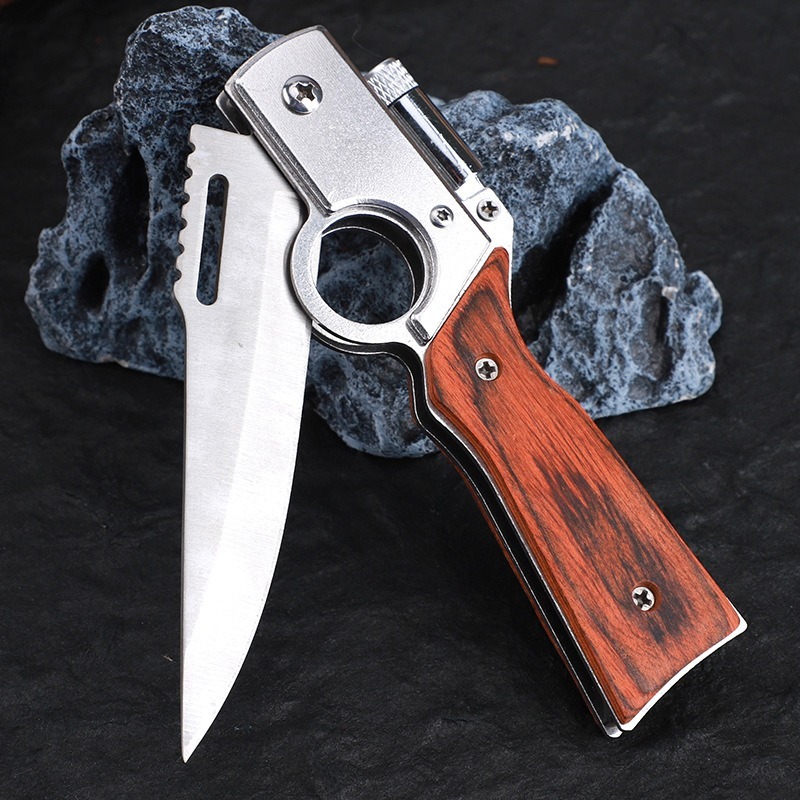 New AK47 Folding Knife Multi-purpose Outdoor Pocket Hunting Survival Knife Self Defense Tactical Tool with LED Lights