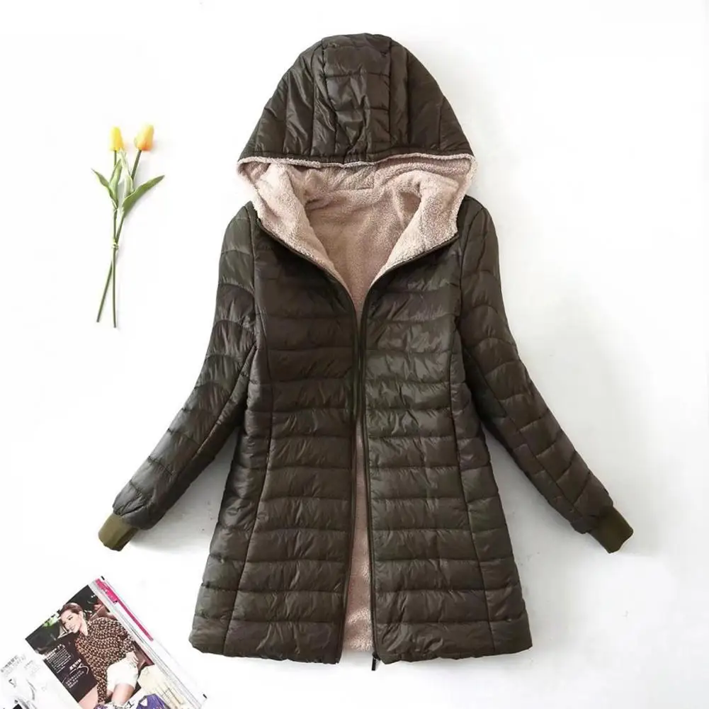 Cozy Autumn Winter Mid-length Jacket S-2XL Women Coat Mid-length Jackets Office Ladies Clothes for Outdoor 4