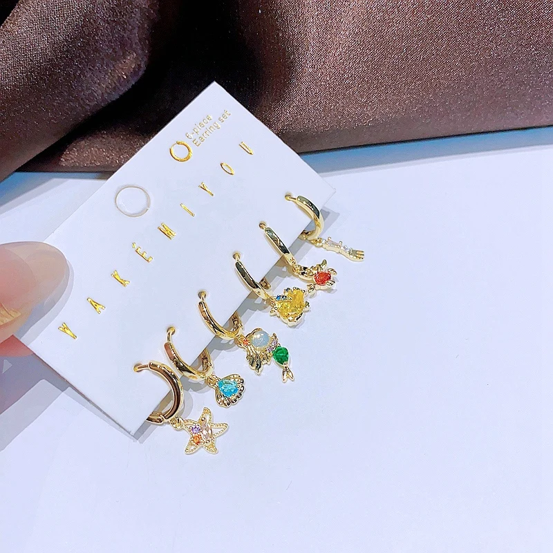 MIGGA Dangle Earrings Set Multicolor Cubic Zircon Fairy Tale Design Women Girls Party Gift Jewelry