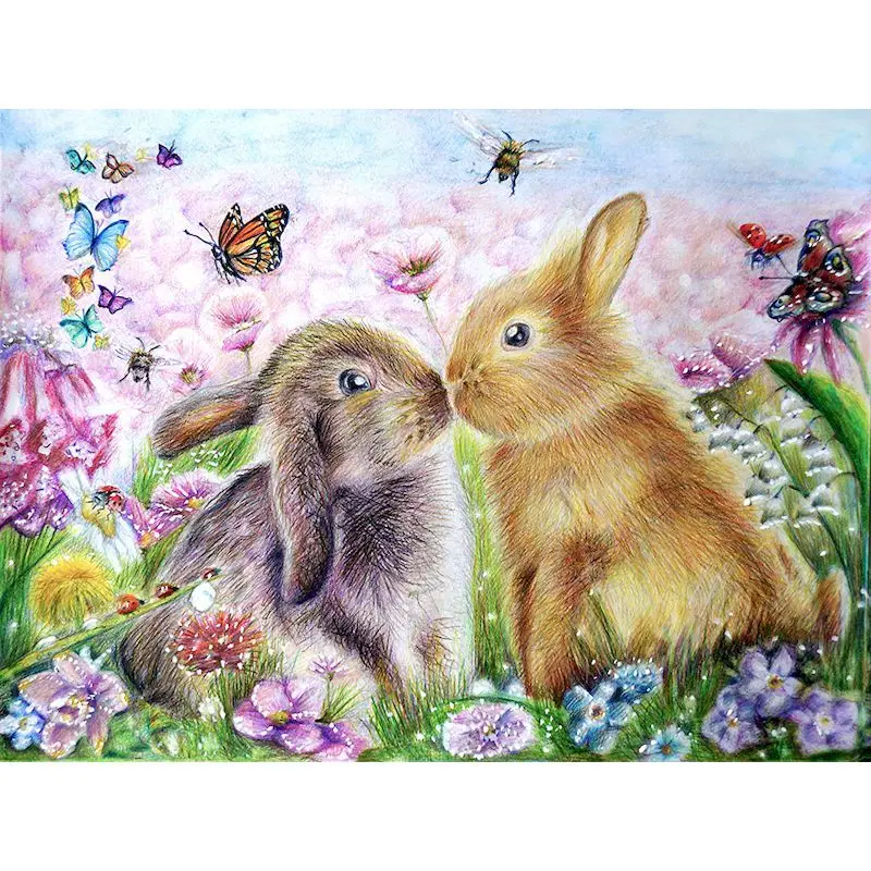 

GATYZTORY Oil Painting By Numbers 60x75cm Frame Rabbit Animal On Canvas Picture By Number HandPainted Unique Gift Home Decoratio