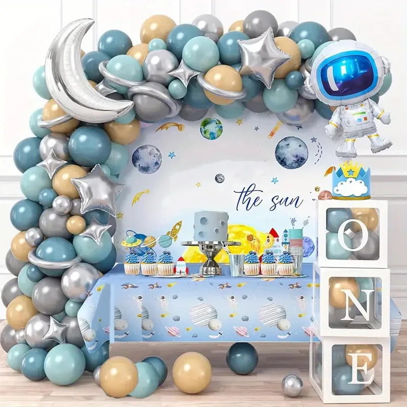 

Тема космоса, фотоэлемент, шар, арка, гирлянда, планета, луна, астронавт, день рождения, ранний декор, дети, мальчик, фон, макет, воздушный шар, цепочка