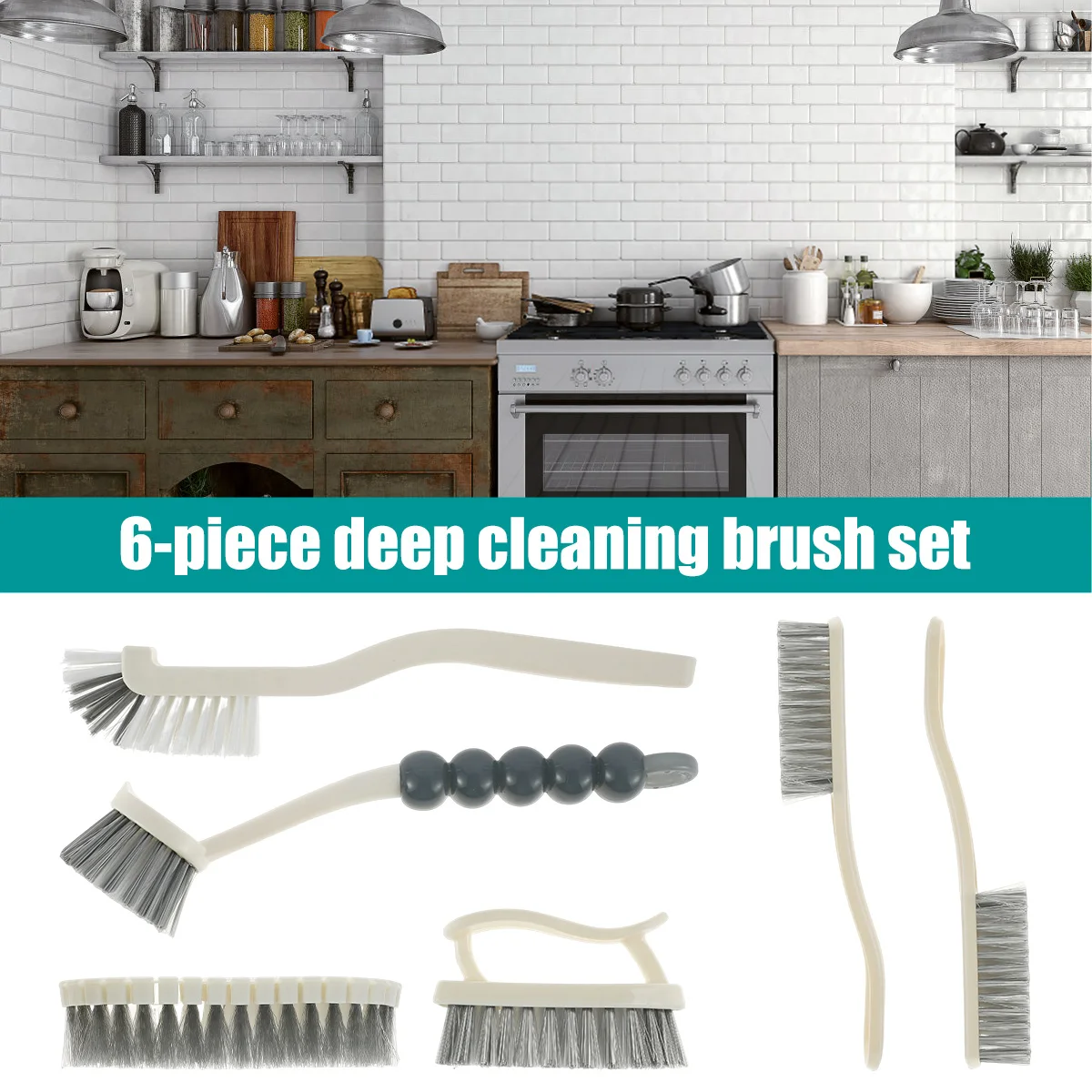 6Pcs Home Cleaning Brushes Set Multifunction Long Handle Brush Kitchen Dish  Brush with Comfortable Grip Bendable Scrub Brush - AliExpress