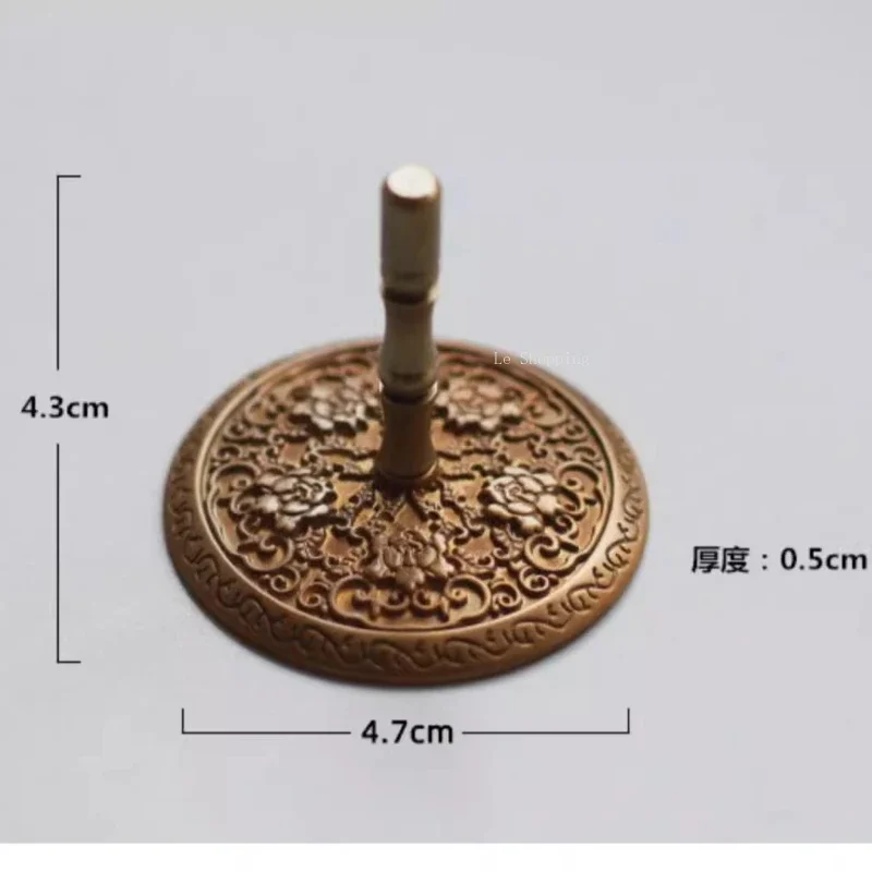 4.7cm Pure Brass Gray Pressure/Peony Pattern Incense Powder Ash Leveling Pressure Tool/Incense Burner Ash Pressing Supplies