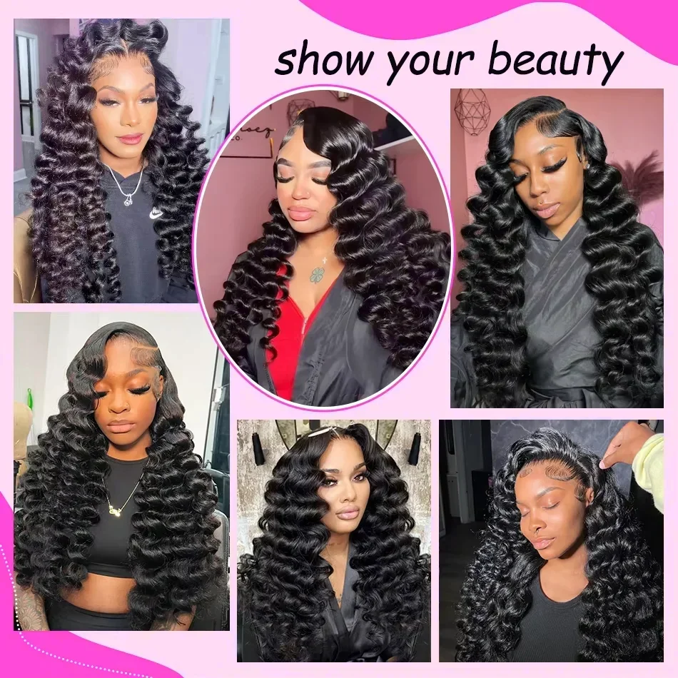 200 Density Loose Wave 13x6 Lace Front Human Hair Wig 30 40Inch Loose Deep Wave 13x4 HD Lace Frontal Wig Curly Wigs For Women