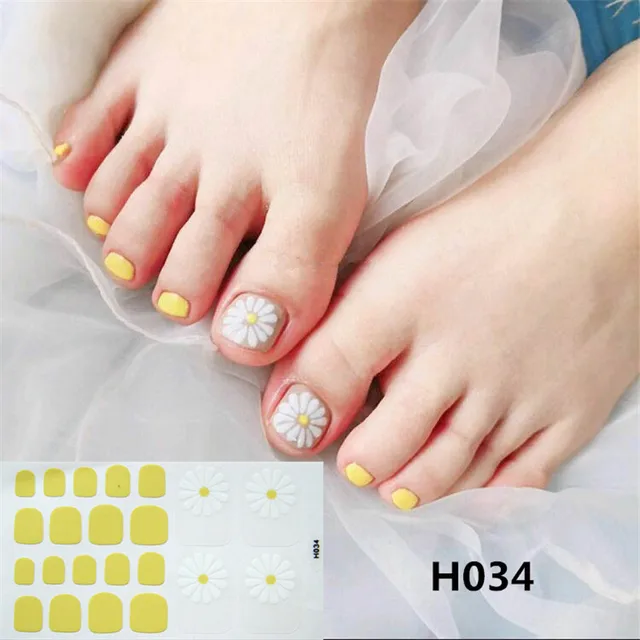 22tips Korea Toe Nail Sticker Wraps Adhesive Decals Toenail Polish Strips DIY Pedicure Foot Decals Manicure Women H034