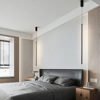 Modern LED Longer Pendant Lights Home Decor Hanging Lamp Dining Room Bedroom Bath Bedside Background Chandeliers Fixtures 2