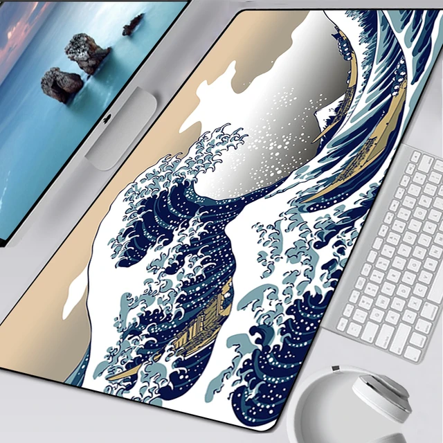 Tapis de souris Great Wave Sub média noir et blanc, tapis de clavier pour  ordinateur portable