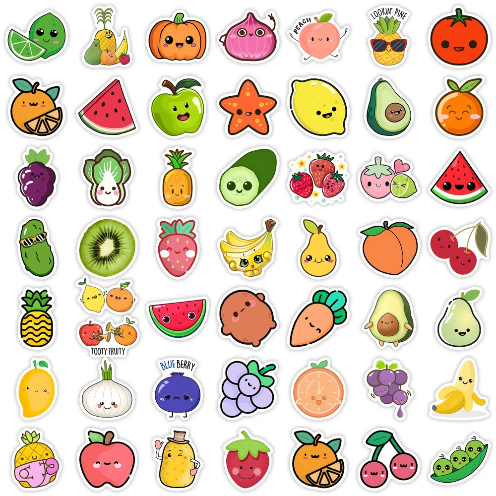 Cute Cartoon Fruit Vegetable Stickers DIY Kids Gift Decorative Decals for Laptop Photo Journal Scrapbook Luggage Waterproof cartoon stickers decorative stickers cartoon sticker diy scrapbooking accessories